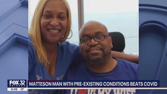 Matteson man with pre-existing conditions beats COVID, reunites with wife after spending weeks in the hospital