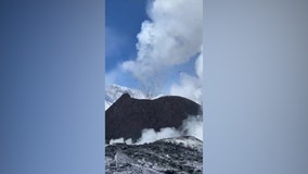 Climbers capture dangerously close video of active Klyuchevskoy volcano spewing steam, ash