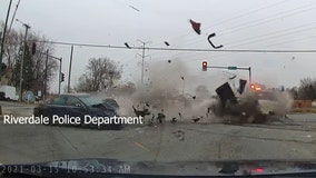 Captured on dashcam: Police squad struck by speeding driver