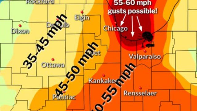 55 mph wind gusts, rain to hit Chicago Thursday evening