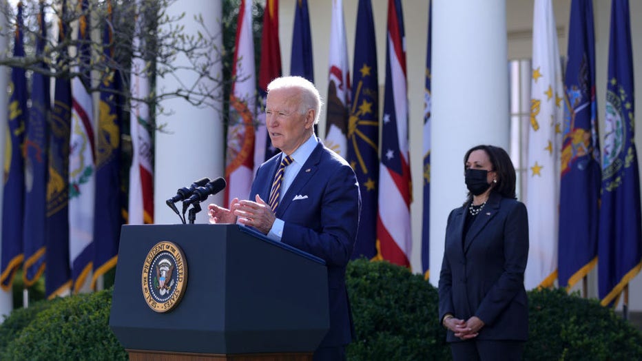 President Biden Delivers Remarks On American Rescue Plan From White House Rose Garden