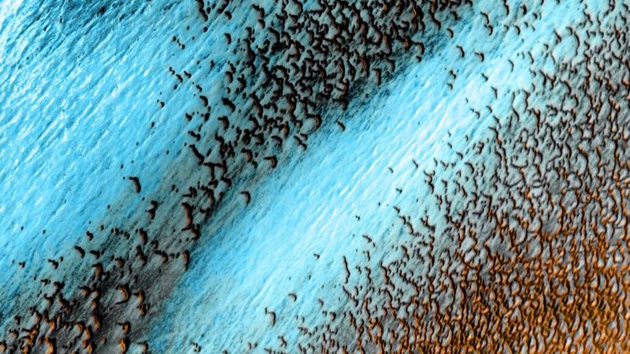 NASA shares a beautiful image of blue dunes on Mars