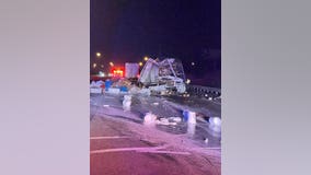 1 seriously injured in double semi crash, paint spill in NW Indiana