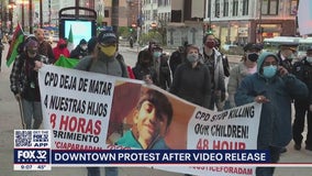 Protesters gather at CPD headquarters, Millennium Park after release of fatal shooting video of Adam Toledo