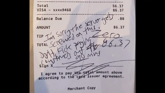 NJ server receives almost $2,000 after customer refuses to tip over COVID-19 rules