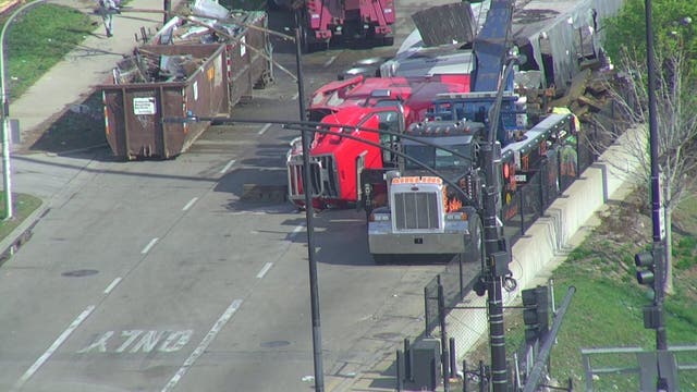 Semi overturns in Dan Ryan hit-and-run, catches fire as it’s moved from expressway