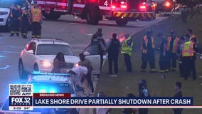 One person killed in fiery crash on Lake Shore Drive