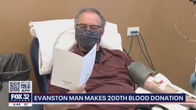 Evanston man donates blood for the 200th time