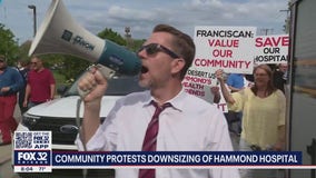 Community members protest downsizing of Hammond hospital