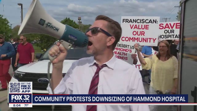 Community members protest downsizing of Hammond hospital
