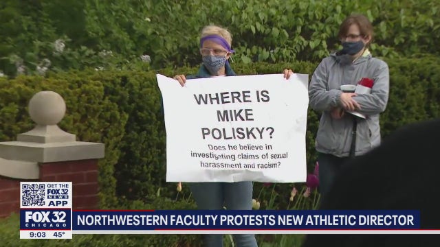 Northwestern faculty members protest the school's new athletic director
