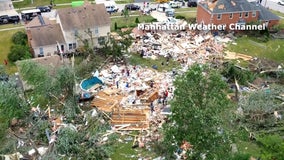 Drone video shows tornado damage in Chicago suburbs