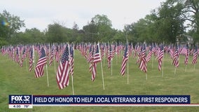 Hundreds of flags at LaGrange park raising money for veterans, first responders