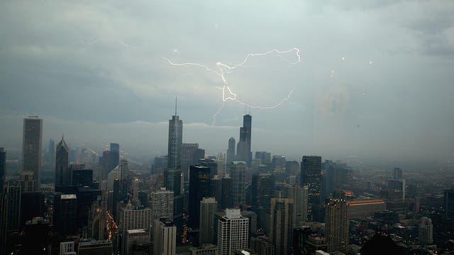 Severe weather knocks down trees and power lines across Chicago area and Northwest Indiana