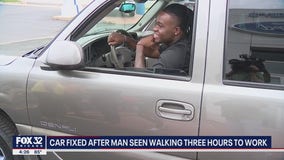 Chicago area man who walked 6 hours a day to and from work gets car fixed