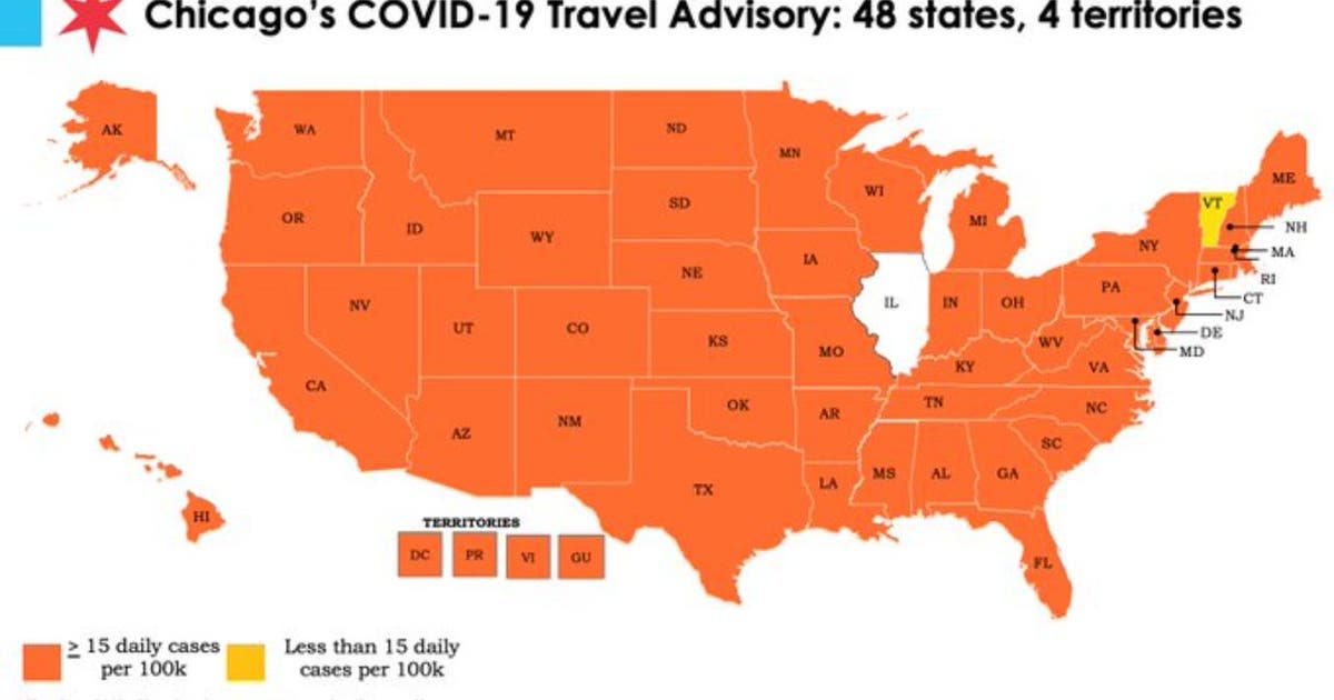 Chicago Travel Advisory: All US states, except Vermont, now on city's ...