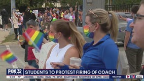 Students protest after lacrosse coach is fired, apparently because she is married to a woman