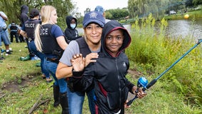 Chicago kids go fishing with police, firefighters at Columbus Park