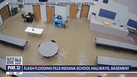 Video shows dramatic flooding at Indiana school