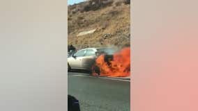 Good Samaritans pull elderly couple from burning car in Southern California