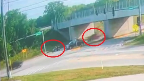 Video shows SUV striking motorcycle in Kane County and then fleeing the scene