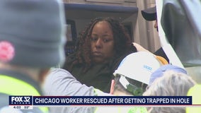 Chicago city worker rescued after getting trapped in hole on South Side