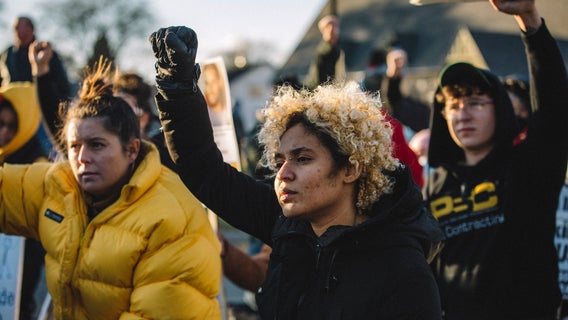 Protesters walk through Kenosha to express outrage over Kyle Rittenhouse not guilty verdict