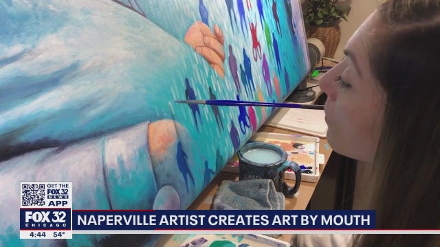 Naperville woman creates art by mouth