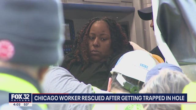 Chicago city worker rescued after getting trapped in hole on South Side
