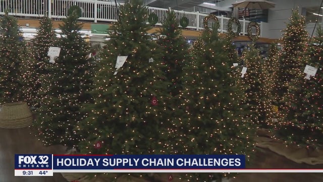 Supply chain issues causing shortage of trees, holiday decorations