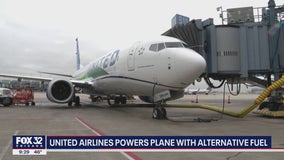 Historic United flight using Sustainable Aviation Fuel takes off from O'Hare