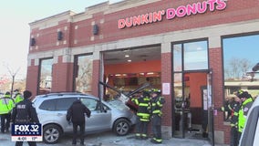 Elderly driver slams into Dunkin' dining room in Skokie