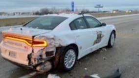 Driver smashed into Indiana state patrol car, nearly hit trooper