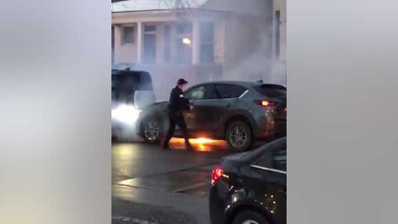 2 dead after SUV shot at, starts on fire in Uptown; video shows aftermath