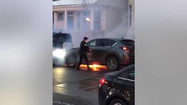 2 dead after SUV shot at, starts on fire in Uptown; video shows aftermath