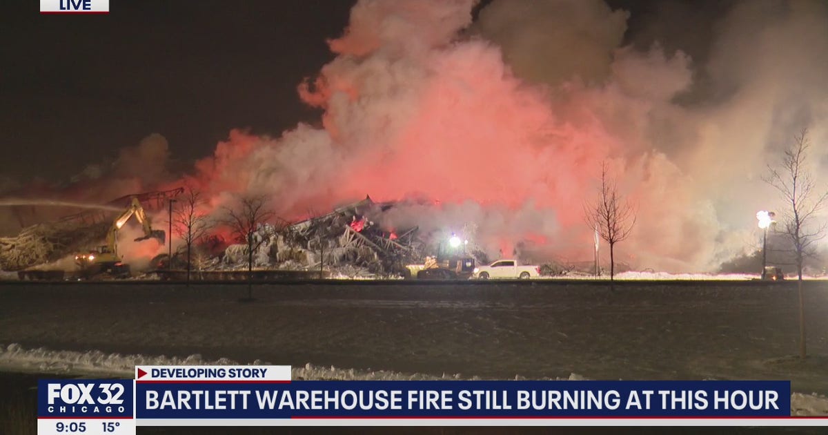 Massive warehouse fire in Bartlett continues to burn for second day ...