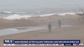 Search for man who fell through Lake Michigan ice continues Tuesday