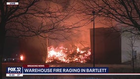 Bartlett fire: Crews battle warehouse blaze that has been burning for over 24 hours
