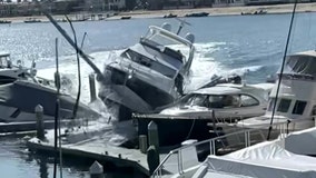 Video: Stolen yacht suspect crashes into boats in Newport Beach