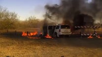 Agents rescue smuggled woman from duffel bag in burning car