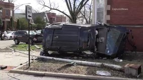 2 in critical condition after driver crashes into parked car on Chicago's South Side before striking building