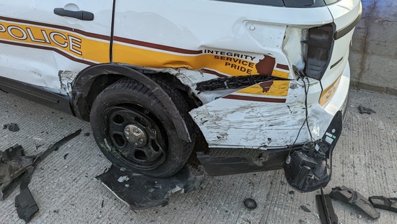 Illinois State Police squad car struck on Interstate 94