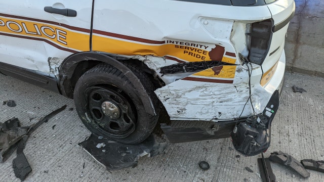 Illinois State Police squad car struck on Interstate 94