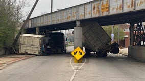 Photos: 2 semi-trailers get stuck under same Joliet railroad viaduct in two separate incidents