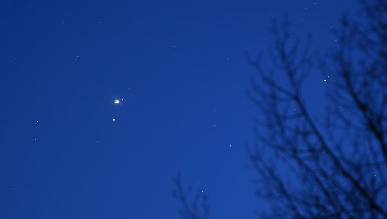 Jupiter and Mars planetary conjunction