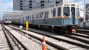 CTA trains with vintage paint schemes hitting Chicago rails