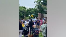 Crowd gathers in Lincoln Square demanding safer streets for all after the deaths of two toddlers