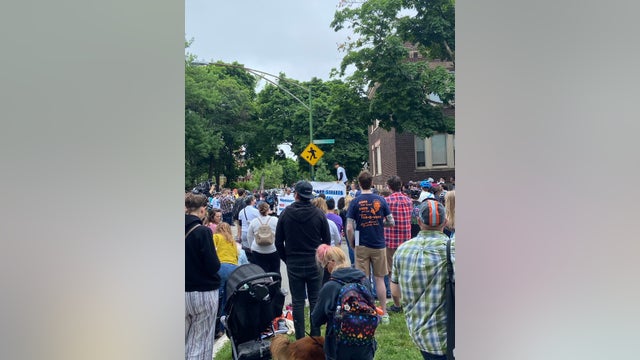 Crowd gathers in Lincoln Square demanding safer streets for all after the deaths of two toddlers
