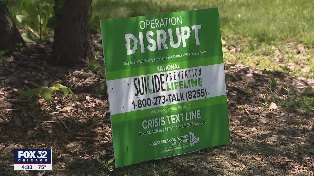 'Operation Disrupt': Green signs in Chicago area forest preserves aim to prevent suicides