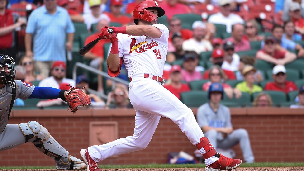 Lars Nootbaar of the St. Louis Cardinals celebrates after hitting a News  Photo - Getty Images